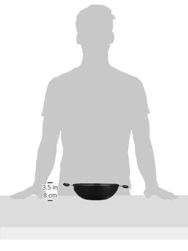 Amazon Brand - Solimo Non-Stick Kadhai with 2-Way Non-Stick Coating (23 cm, 2mm thickness),Aluminium, Black